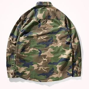 Discover the Perfect Blend of Style and Comfort with Our Men's Distressed Washed Camouflage Collar Casual Jacket