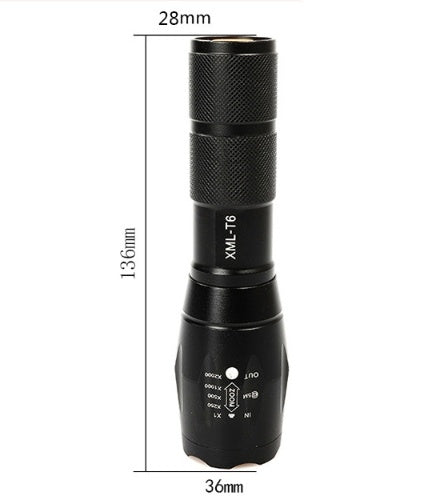 Portable Mini LED Flashlight Zoomable Torch for Hunting