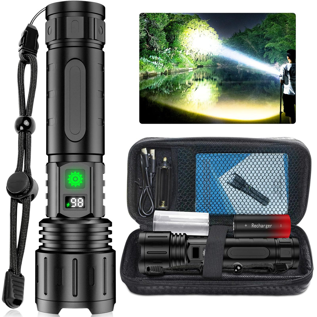 Portable Rechargeable Flashlight Strong and Lightweight for Outdoor Patrol