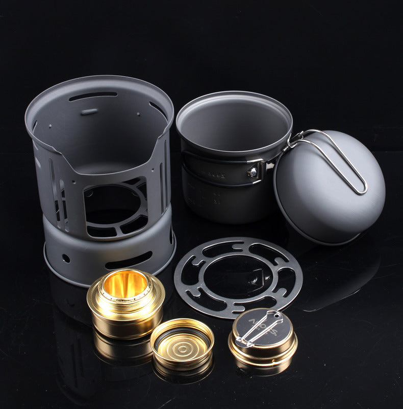 Aluminum Alloy Portable Camping Tableware Set For 1-2 People