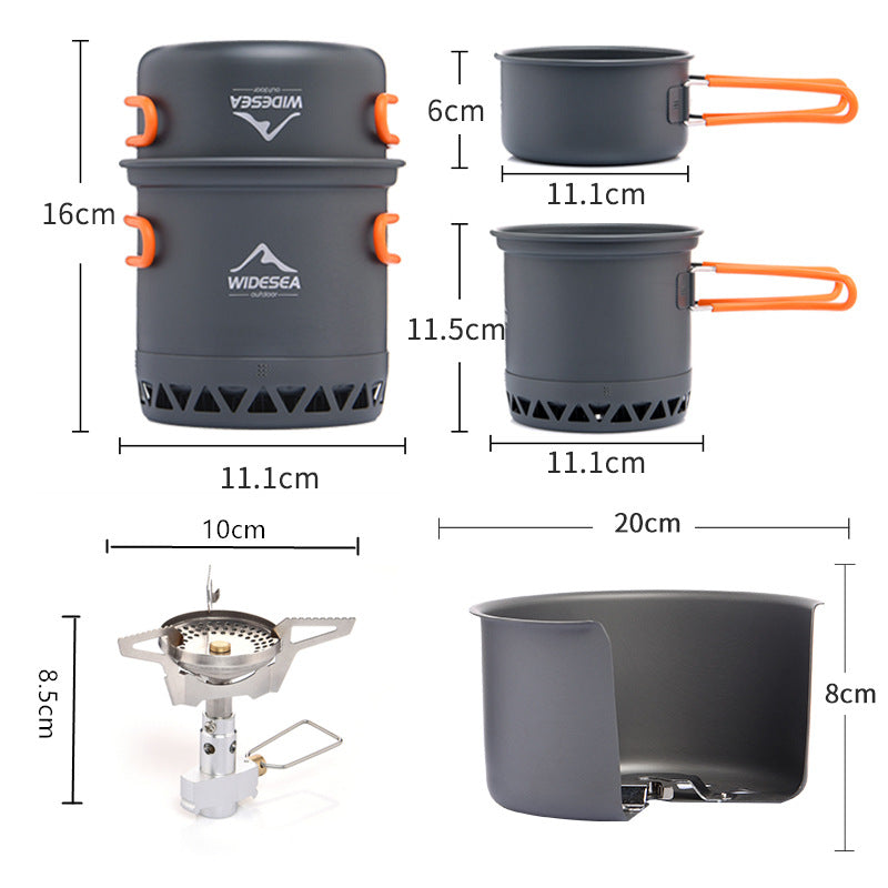 Outdoor Camping Cookware Set Heat-Collecting Cooking Gear