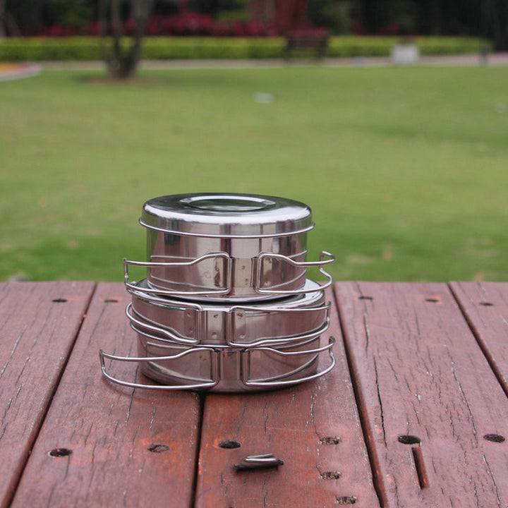 Outdoor Stainless Steel Camping Cookware Set Portable Pots