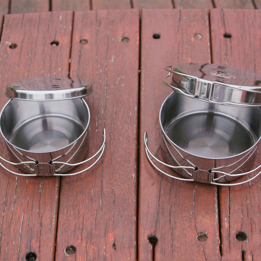 Outdoor Stainless Steel Camping Cookware Set Portable Pots