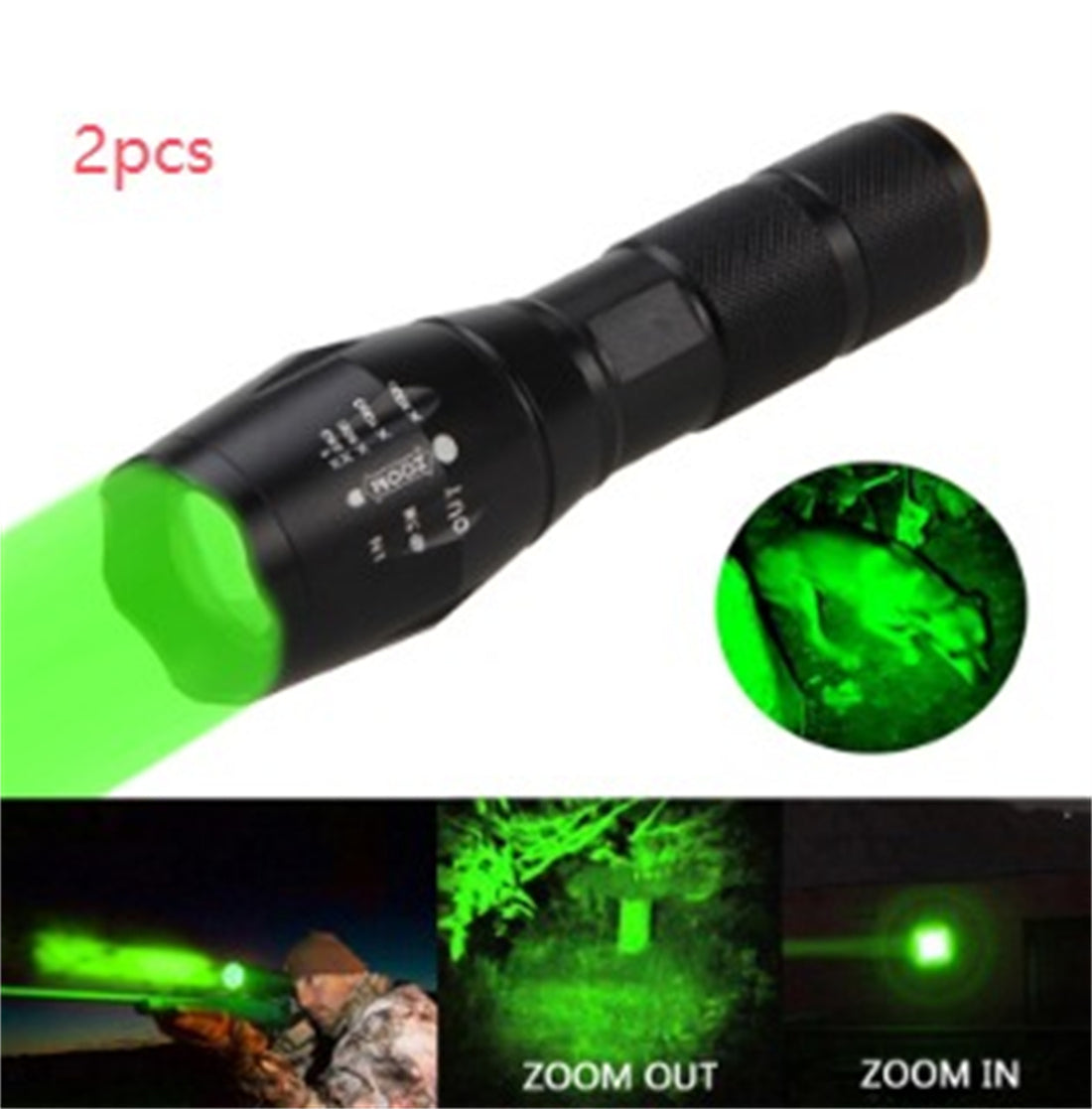 Portable Mini LED Flashlight Zoomable Torch for Hunting