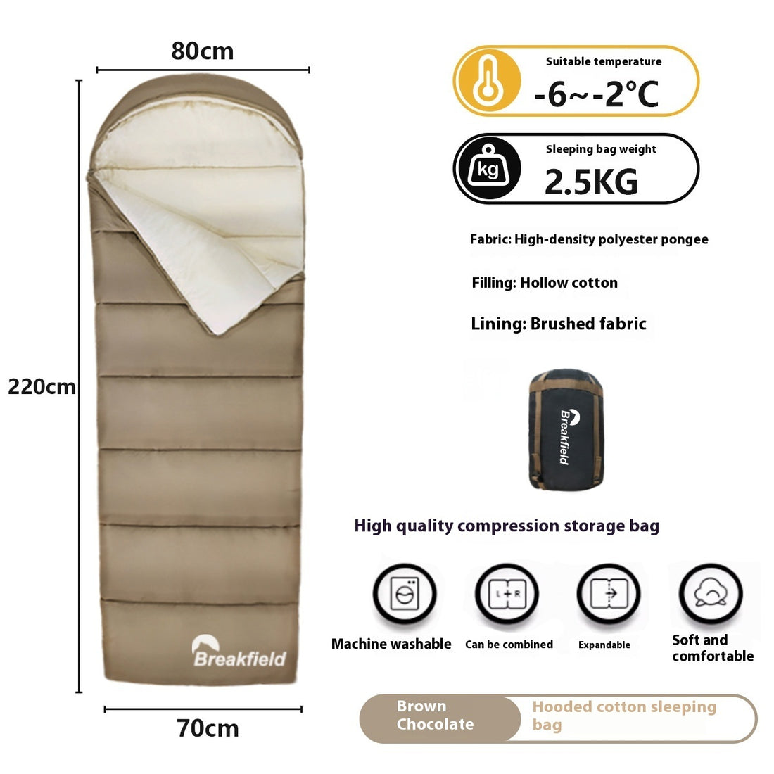 Thickened Waterproof Cotton Sleeping Bag Four-Season Outdoor Use