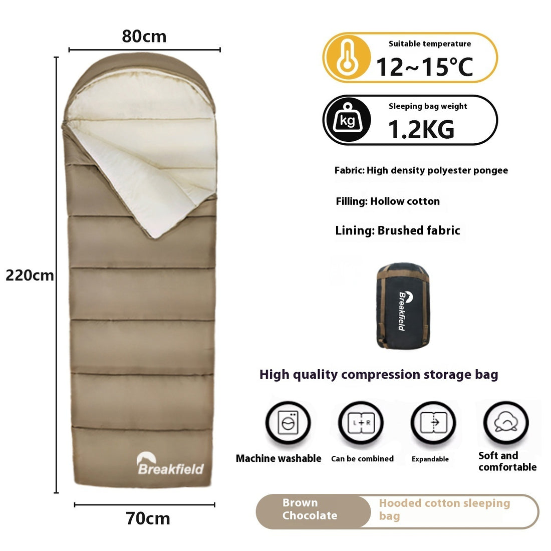 Thickened Waterproof Cotton Sleeping Bag Four-Season Outdoor Use