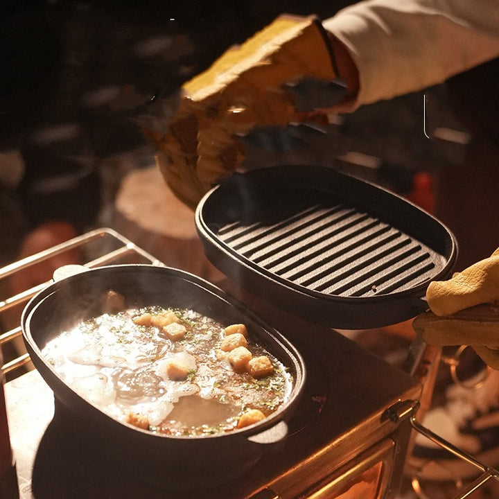 Outdoor Oval Cast Iron Pot For Camping