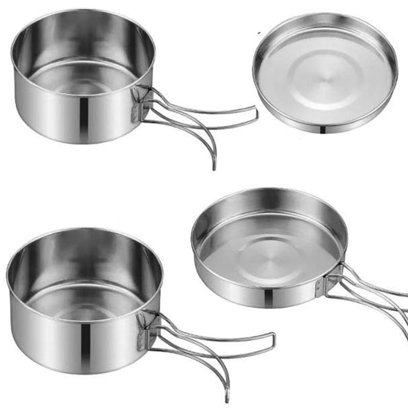 Outdoor Stainless Steel Camping Cookware Set Portable Pots