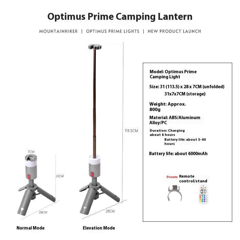 Portable Multi-Functional Camping Lantern With Retractable Aluminum Bracket