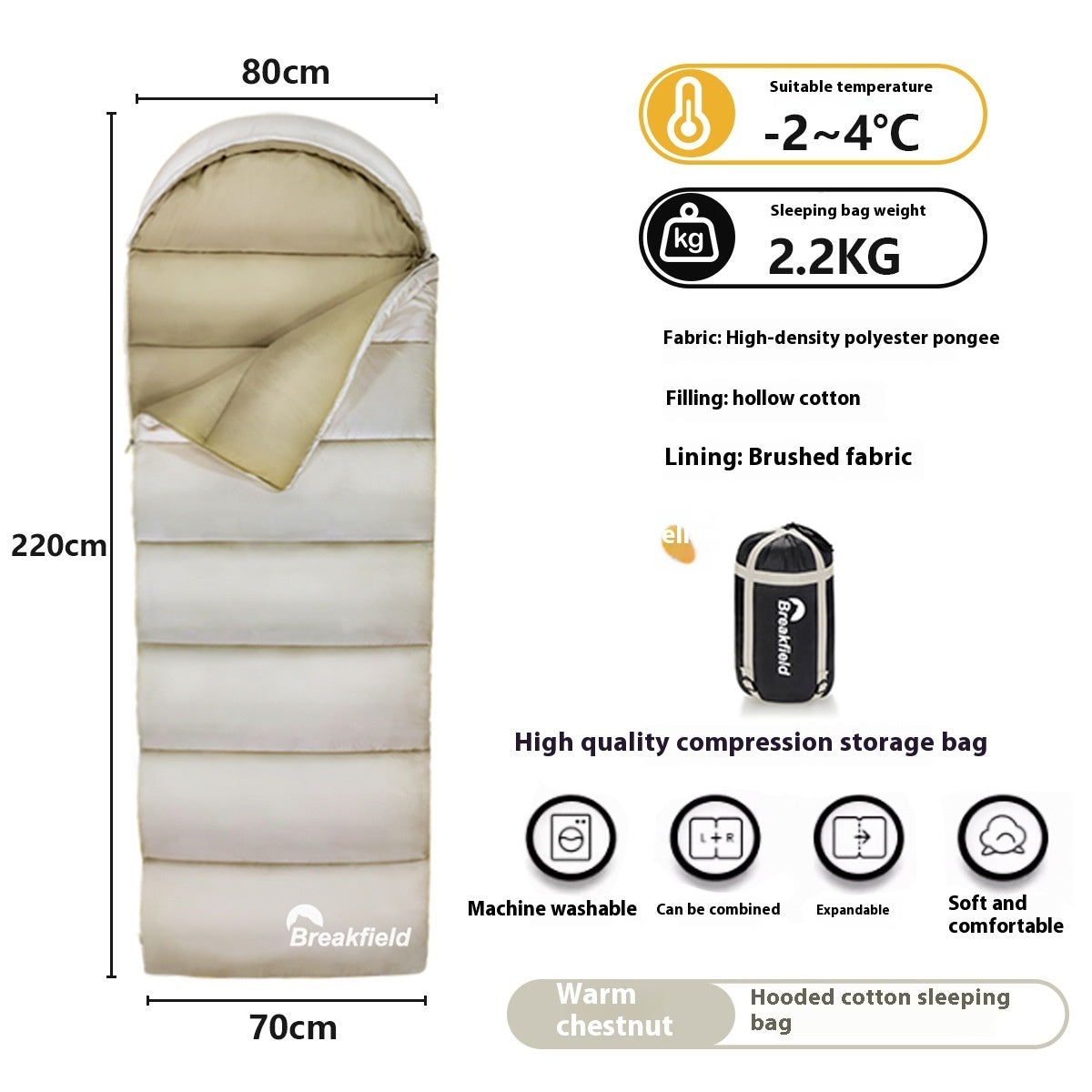 Thickened Waterproof Cotton Sleeping Bag Four-Season Outdoor Use