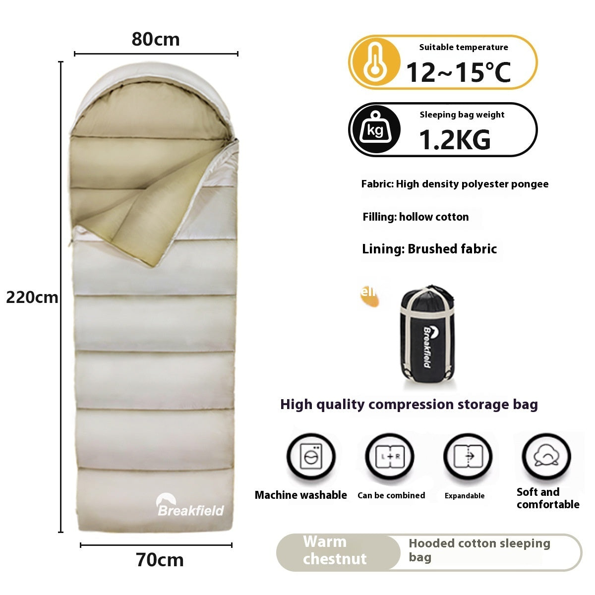 Thickened Waterproof Cotton Sleeping Bag Four-Season Outdoor Use