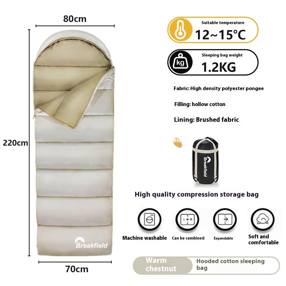 Thickened Waterproof Cotton Sleeping Bag Four-Season Outdoor Use