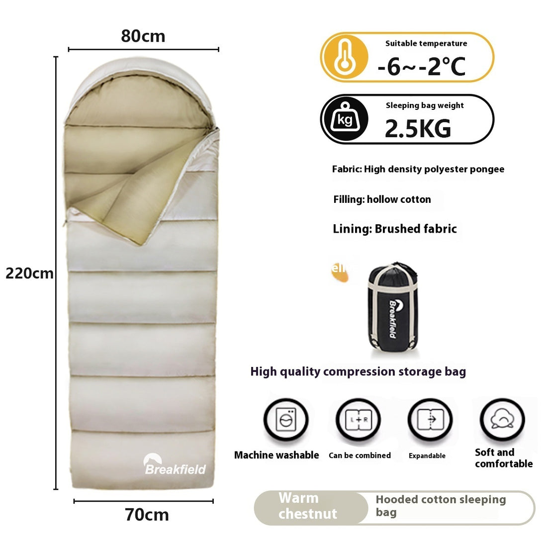 Thickened Waterproof Cotton Sleeping Bag Four-Season Outdoor Use